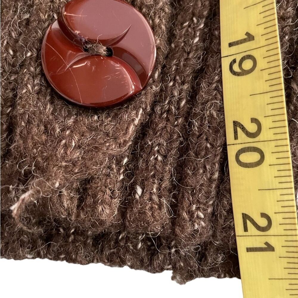 Alberto Makali Cardigan Womens M Brown Wool Boho Knit Sweater Collar Tie Front - Picture 9 of 11